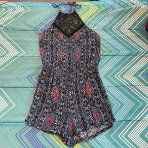 Gypsies & Moondust Lace Halter Tie Top Romper
